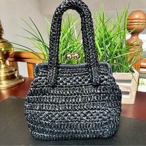 CATERINA BERTINI “Simona” Woven Handmade Viscose Kiss-Lock Lady Bag